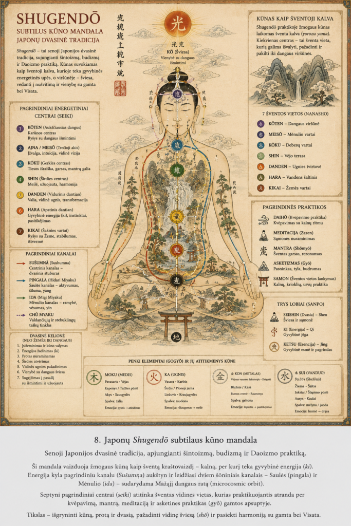 Japonų Shugendō subtilaus kūno mandala.